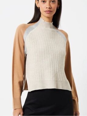 ❌SOLD❌French Connection Babysoft Colorblock Mock Neck Sweater